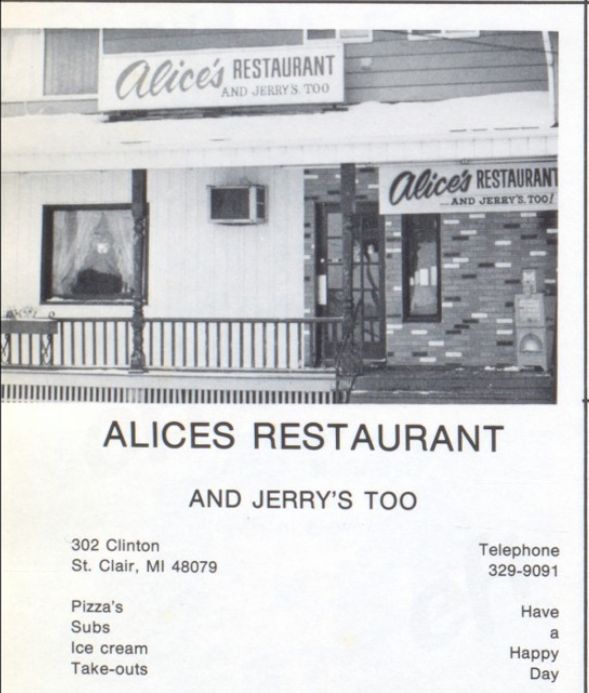 Alices Restaurant - Old Photo From St Clair Yearbook (newer photo)